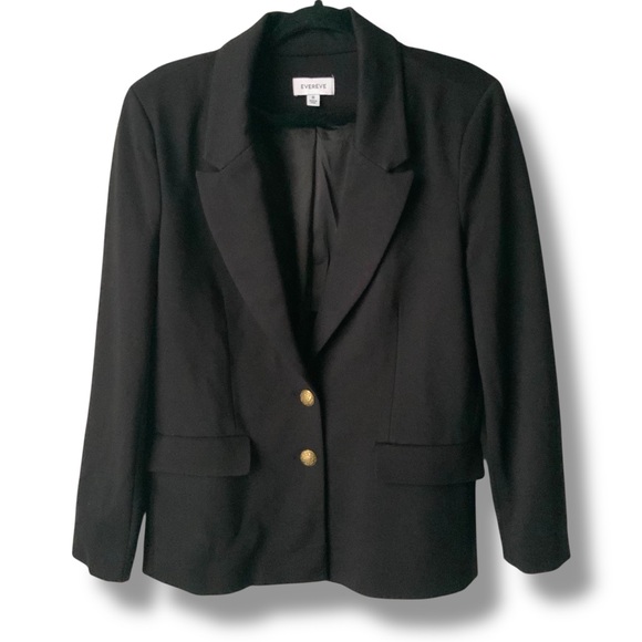 EVEREVE Blazer Gold Buttons Classic Black Medium - Picture 2 of 9